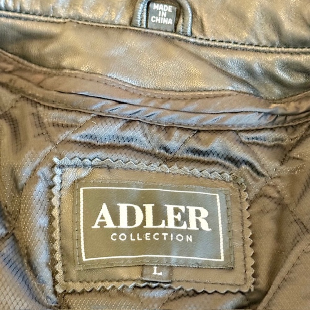 Adler Collection Womens Black Lambskin Leather Full Zip Coat with Belt, Large - Picture 8 of 13